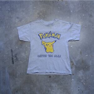 Vintage 90s Pokemon Pikachu 25 Gray Tee